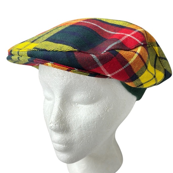 VTG Scottish Tartan Plaid Wool Duckbill Newsboy Hat Mens Size Large Cap Cabbie - Picture 6 of 10